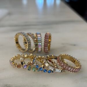 Set of 9 crystal Bauble Bar rings